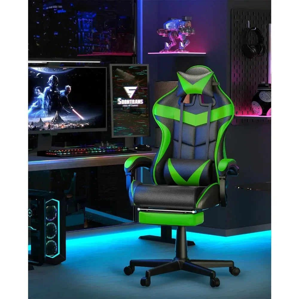 Ergonomic Game Chair With Adjustable Headrest and Lumbar Support